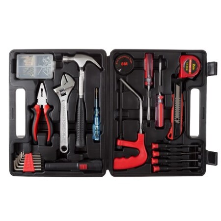 Fleming Supply Household Hand Tools, 65-piece Tool Set, Includes Hammer, Adjustable Wrench, Screwdriver Set, Pliers 470345VZX